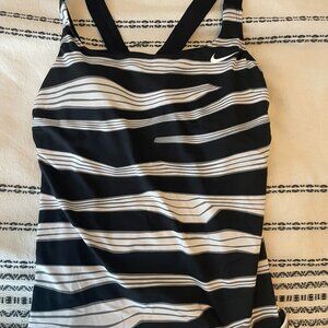 Nike white stripe swimwear top small